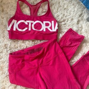 Victoria secret Sport Hot Pink Sports Bra & Leggings Set medium